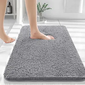 Bathroom Rugs 30x20, Extra Soft Absorbent Chenille Bath Rugs, Rubber Backing Quick Dry, Machine Washable Bath Mats for Bathroom Floor, Tub and Shower, Home Decor Accessories, Grey