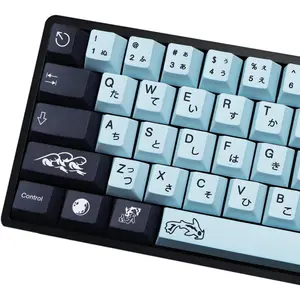 MIZHU Keycaps, 136 Set PBT Cherry Profile Dye Sublimation Keycaps Sky Blue Japanese Font for Gateron Kailh Cherry MX 104/87/74/61 60 Keyboard
