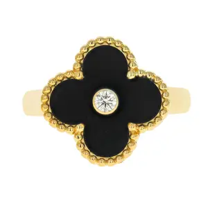 Pre-owned Van Cleef & Arpels Vintage Alhambra Ring Size 50