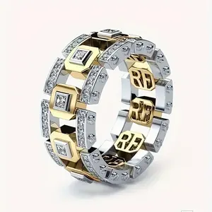 Fashion Modern Silver Plated Two-Tone Ring Trendy Creative Full Synthetic Zircon Engagement Ring Birthday Gift personalize design colorful gem