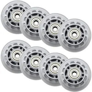 Inline Skate Wheels 76mm, Clear Roller  Replacement Wheels with Bearings for Skate, Office Chairs, Luggage (8 Pack)