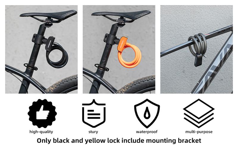ROCKBROS 3ft Bike Cable Lock - Secure, Lightweight with Mounting Bracket