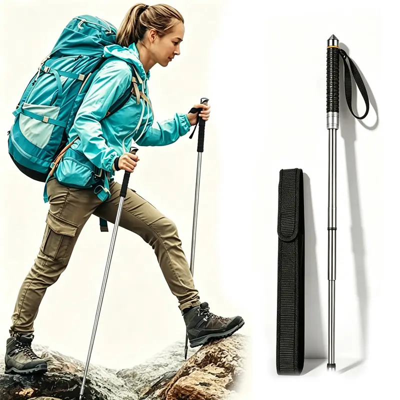 ELARIONITH Adjustable trekking poles, durable, ideal for hiking, outdoor camping gear, non-slip handle, maximum length 39 inches, outdoor hiking, outdoor climbing