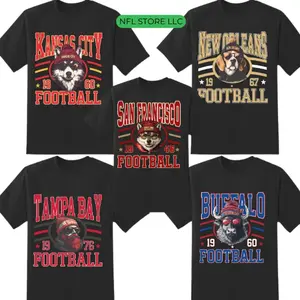 Retro 90s All Team Football Crewneck TSHIRT - Gildan Black Color, Medium Clothing Length - Spirit Animal Football, Sports Hometown, Menswear, All Sizes E3