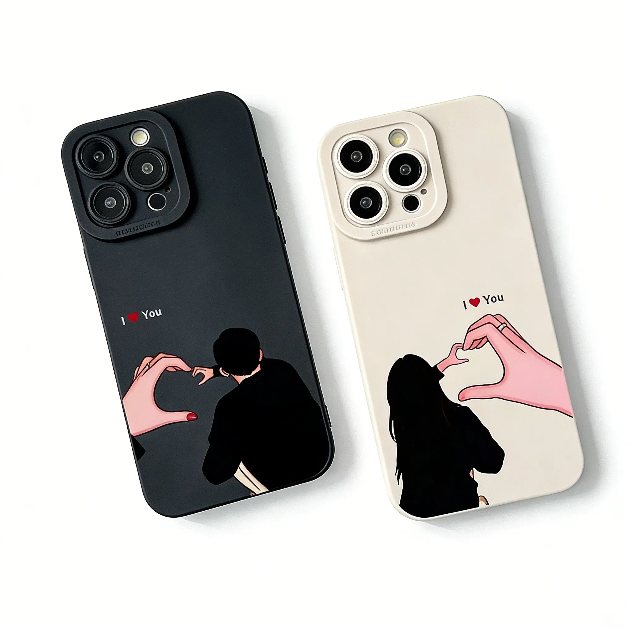 iPhone Smartphone Casing Set - 2-Piece Couple Hand-Holding Design, Shockproof TPU Protection Cover, Durable Mobile Phone Accessory