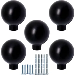 5Pcs 1 Inch Black Zinc Alloy Round Ball Cabinet Knob Drawer Pulls and Handles with Screws