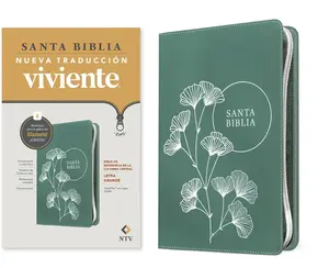 Biblia De Referencia En La Columna Central NTV, Letra Grande De Zíper Con Filament (Sentipiel, Verde, Letra Roja) (Spanish Edition)