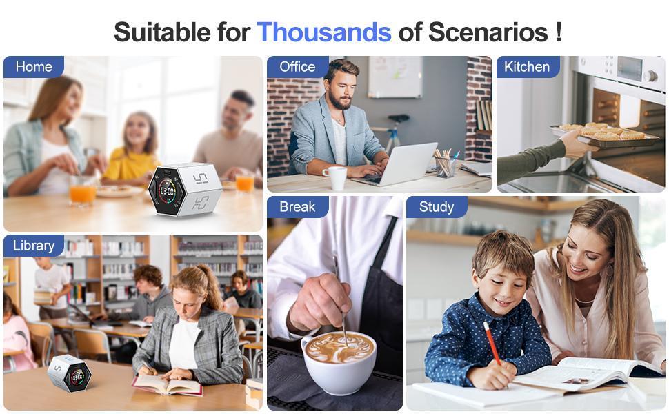 【Limited time】Ticktime Pomodoro Timer Cube, Productivity Timer, Pause & Resume, Silent & Adjustable Sound Alert, for ADHD, Task, Work, Study, 3/5/10/15/25/30min & Custom Countdown