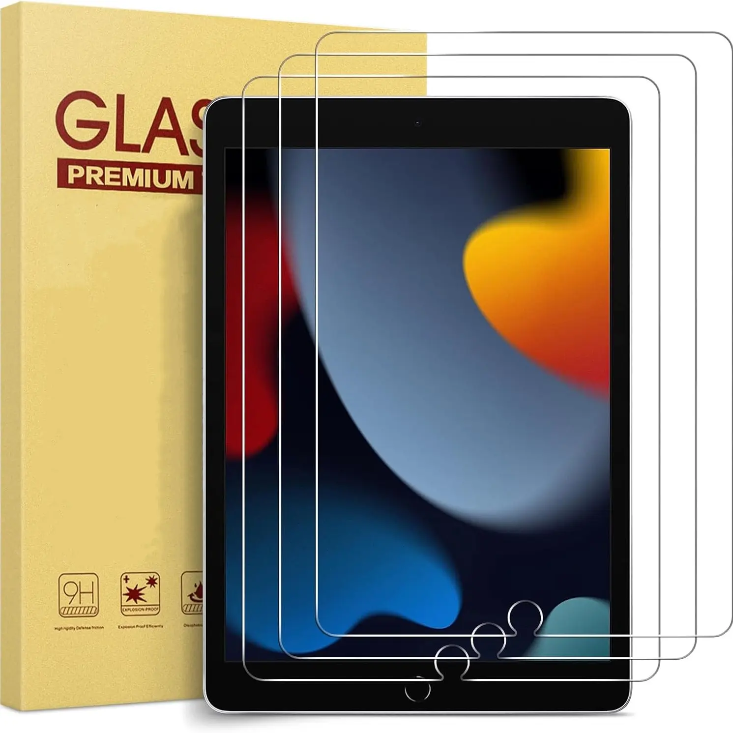 3-Pack 9h Hardness HD Tempered Glass Tablet Screen Protector for iPad 9th-11th Gen, Pro 11/12.9", Air 11/13", Anti-Scratch & Shockproof Protective Glass