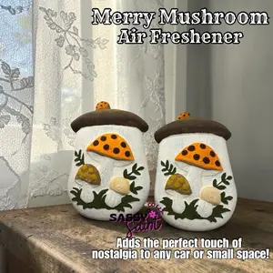 Sassy Saint Merry Mushroom Canister Freshie-Sassy Saint-Made to Order-Premium Air Freshener for Car Home or Small Space Handcrafted with Unique Designs Long-lasting Fragrance 4-8 Weeks Granny Chic Vintage Style Car Decor