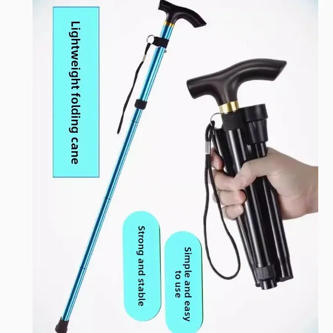 5-Section Retractable Sticks, Lightweight Folding Hiking Pole for Camping, Strong and Stable Walking Cane for Seniors