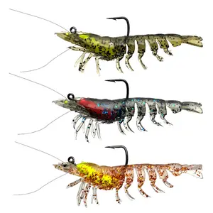 3pcs Pre-Rigged Fishing Lures, Soft TPE Baits,Shrimps Lure Super Durable TPE Swimbaits for More Bite, Well-Made Premium Fishing Gifts for Bass Crappie Trout Walleye, Saltwater Freshwater Baits Keep Separately outdoorfun