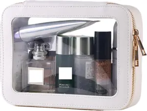 Small Clear Travel Makeup Bag Toiletry Bag Cosmetic Bag with Zipper for Women,Waterproof Transparent Makeup Organizer Case Travel Pouch Bag for Toiletries and Car Organizer