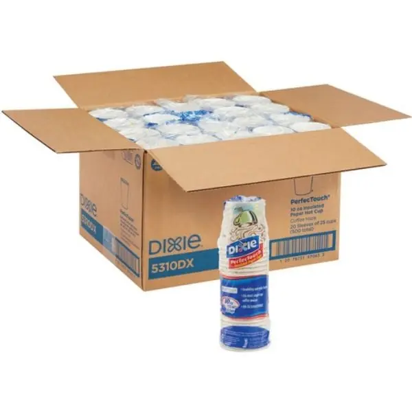 Georgia Pacific DXE5310DXCT Disposable Dixie Perfect Touch Hot Cups, White, 10 fl oz - Pack of 20