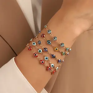 5 pack Turkish Blue Evil Eye Bracelet – Simple Pop Devil’s Eye Wrist Jewelry, Vintage Handmade Adjustable Accessory, Protective & Trendy Gift for Daily Wear, Casual, Party & Birthday