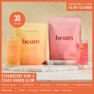 Beam Glow Peach Mango Superblend Duo/Trio Pack — 30 or 45 Servings for Women’s Hormone Balance, Skin, Hair & Nail Support (Limited Edition Flavor, 10 Calories, 0 Sugar) | DealsForYouDays