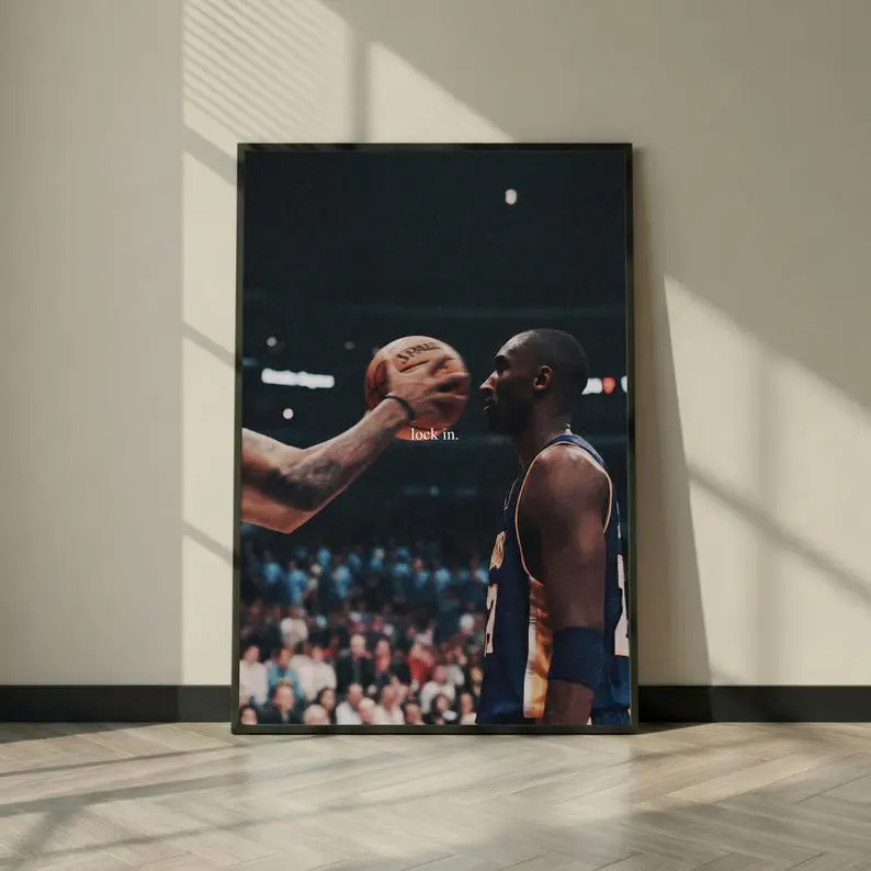Kobe Bryant Lock In Quote Unframed Classic Graphic Print Poster, 24x24-Inch Motivational Sports Home Supplies, Multi-Size Including 27x40-Inch, Wall Art for Home Gym Decor with Shipping Tube Gift