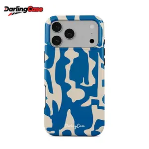 DarlingCase Customized TPU Modern Abstract Pattern Phone Case, Minimalist Blue & Beige Print, Durable Hard Cover for iPhone 17 Pro Max, 16 Pro, 15, 14, 13, 12
