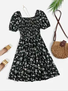 Women's Ditsy Floral Print Dress, Boho Fashion Dress for Daily Holiday Vacation Wear, Ladies Dress for Summer