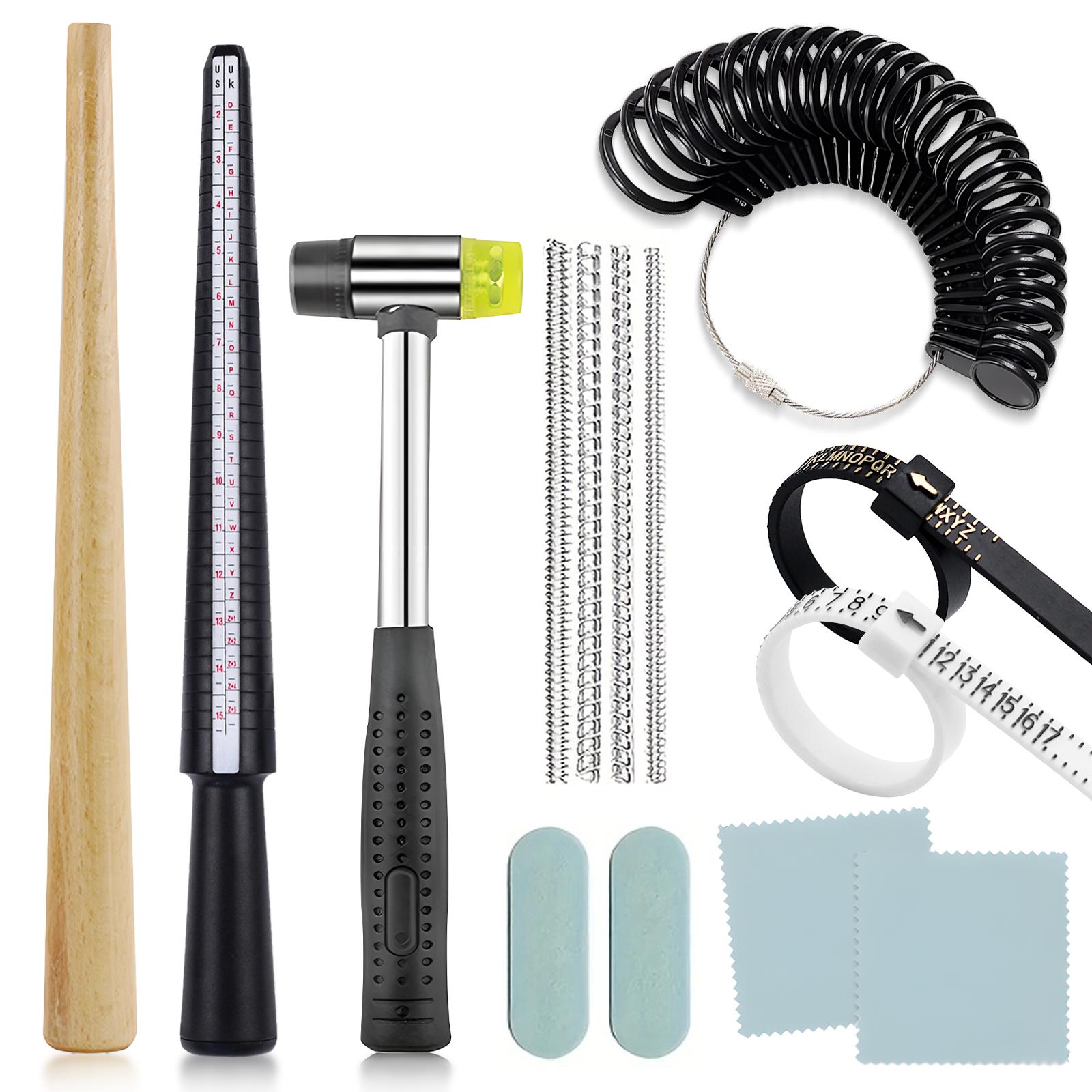 Complete Ring Sizing Kit  Professional Ring Mandrel & Hammer Set for Jewelry Making Resizing & Polishing