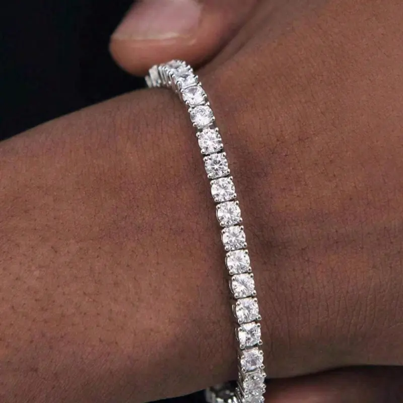Luxury Shiny Zircon Tennis Bracelet for Men, Daily Wear Couple Bracelet, Elegant Square Crystal Design, Perfect Gift Idea, Cubic Zirconia Bracelet, Sparkling zircon bracelet, Sparkling Zircons Bracelets, Bracelets Jewelry