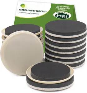 Furniture Sliders for Hardwood Floors, Furniture Sliders for Carpeted Floors, 16 count 3 1/2 inch Combo Pack, Sliders for Moving Furniture, Furniture Movers Sliders