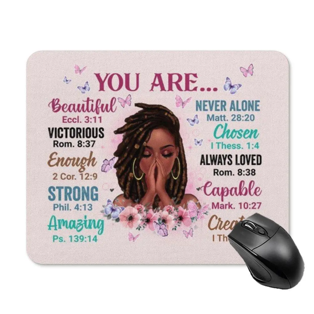 Letter & Girl Pattern Mouse Pad, Rectangle Non-slip Gaming Mouse Pad, Office Desk Decorative Keyboard Mat For Home Office, Fun Desktop Accessories, Gi