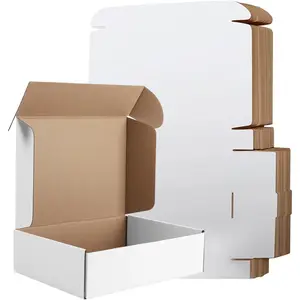 12x9x4 Inches Shipping Boxes Set of 25, White Corrugated Cardboard Box, Mailer Boxes for Small Business