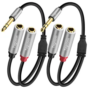 2-Pack 1/4 Inch TRS Stereo Splitter Y Adapter, 6.35Mm Stereo Male to Dual 6.35 Mm TS Mono Female Jack, Quarter Inch Audio Speaker Splitter Converter Cable 1 Feet, Gold Plated Connectors No brand