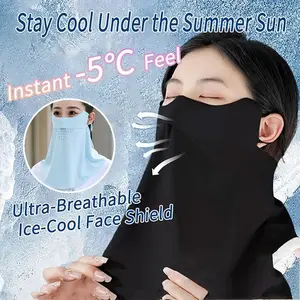 1pcs New High Quality Summer Women's Solid Color Elastic Mask, Full Face Thin Neck Cover, Cool, Opening, Exposed Nose, Breathable Mask, Suitable for Fishing, Hiking, Cycling, Etc