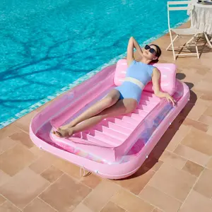 New Mother's Day Gift Inflatable Float Mat, Transparent Sun Lounger, Tanning Pool Float, 70” X 45” Pool Float with Pillow, 4-In-1 Water Toy, Party Gift