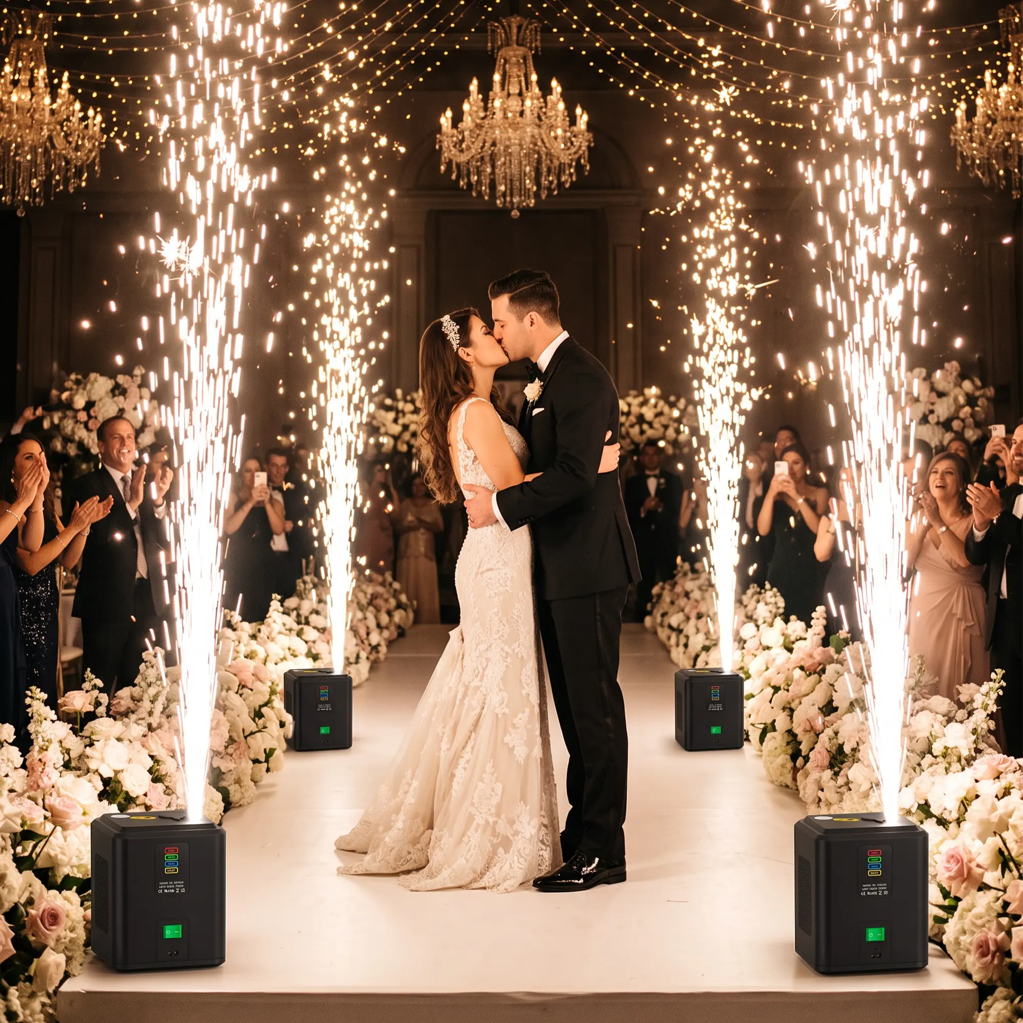 Mini Cold Spark Machine - Family Celebration Fireworks Machine with Auto Safety Cutoff, Indoor-Outdoor Safe, Ideal for Weddings, Party, Concerts,Dj Stage Show(Free 50g Powder Included)