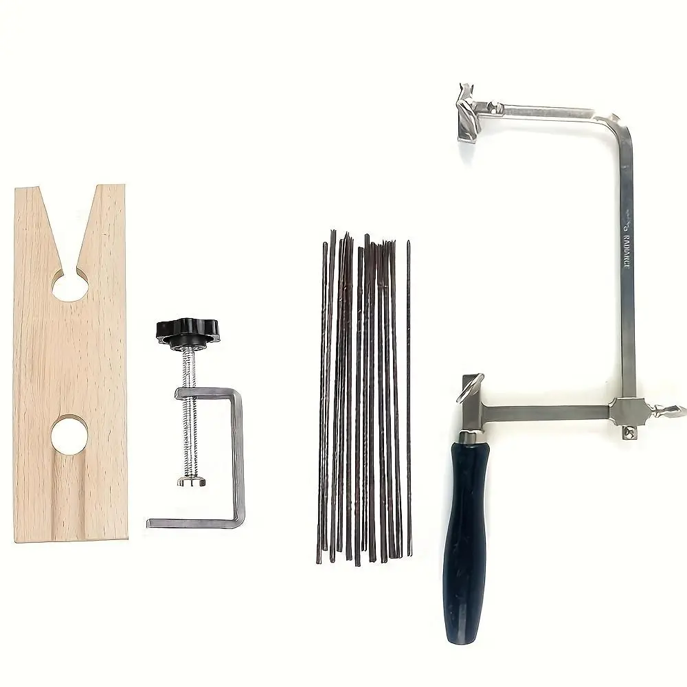 3 In 1 Jewelry Saw Kit, Professional Jewelers Saw Set, Saw Bow Set For DIY Jewelry Making, Including Saw Arch, Handle & 144pcs Saw Blades & Wooden Table Fixture, Hand Tools, Cutting, Hardware