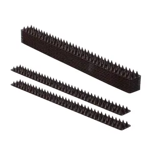 Gardenised QI004402 Outdoor Plastic Repellent Wall Defender Fence Spikes for Birds, 10 Pack Brown