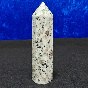 Speckled Kiwi Jasper Tower, 3.75 in Natural Stone Point - Unisex Grounding Crystal for Emotional Balance and Stress Relief, Supports Cancer & Virgo