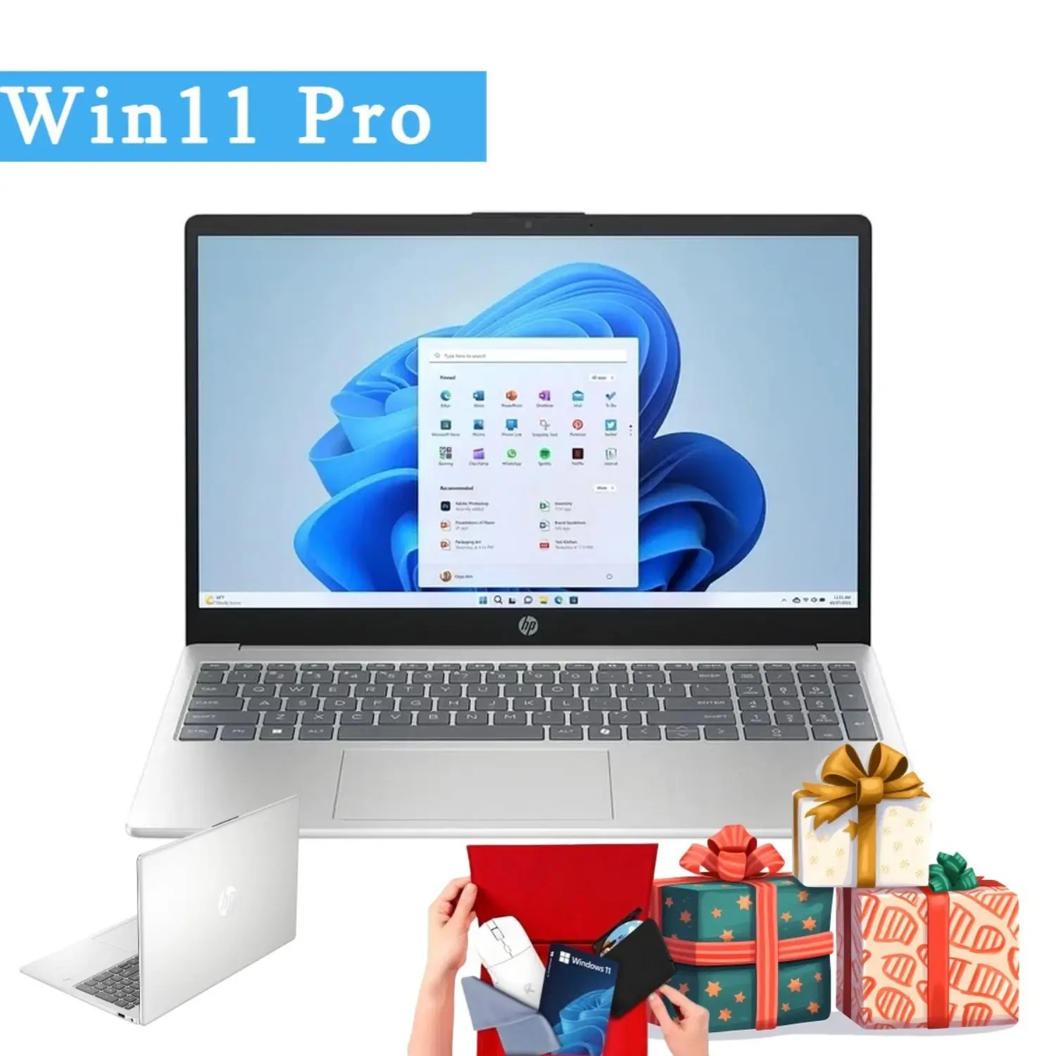 HP 15.6" Laptop | Intel i3-N305, Up to 32GB RAM + 512GB SSD | Win11 Pro for Student & Business,Bundle Accessory,Silver
