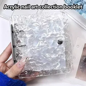 2026 Viral Ripple-patterned acrylic nail display book with a compact design; features removable pages for easy storage of sticker nails. Can be conveniently carried in a handbag or travel bag, effectively protecting nails from dust. Ideal for travel.