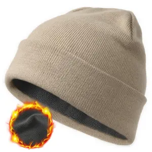 Fleece Lined Cuffed Beanie Hat for Men Women Knitted Winter Wool Beanies Skull Cap Warm Beanie Hat