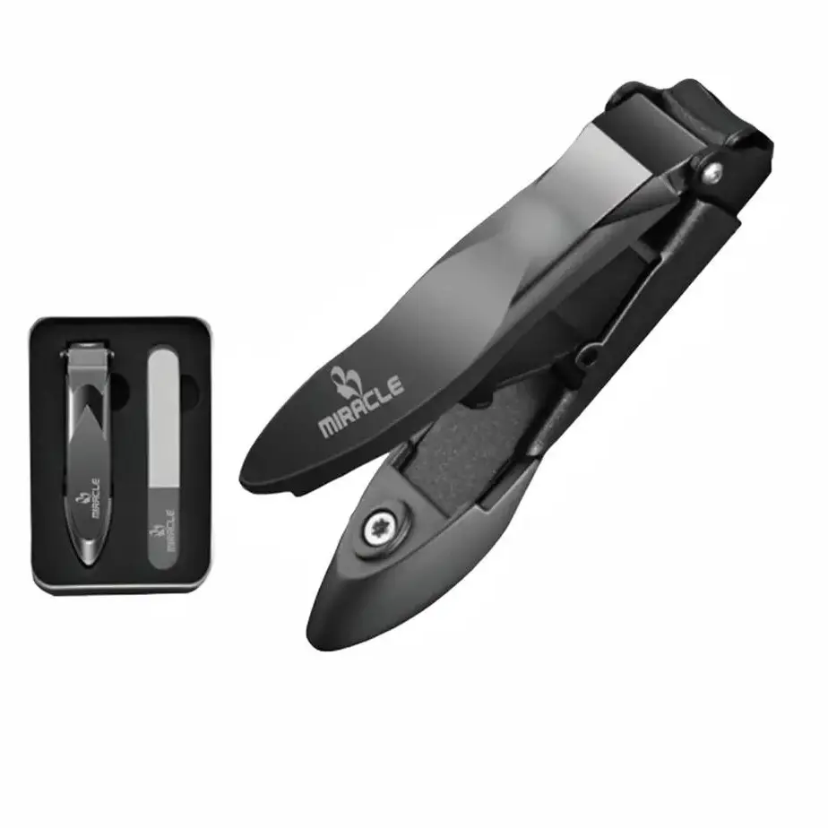 MIRACLE Sharp Nail Clippers for Men with Self-Collecting Catcher, with Ergonomic Lever for Perfectly Manicured Nails Nail Care Set.