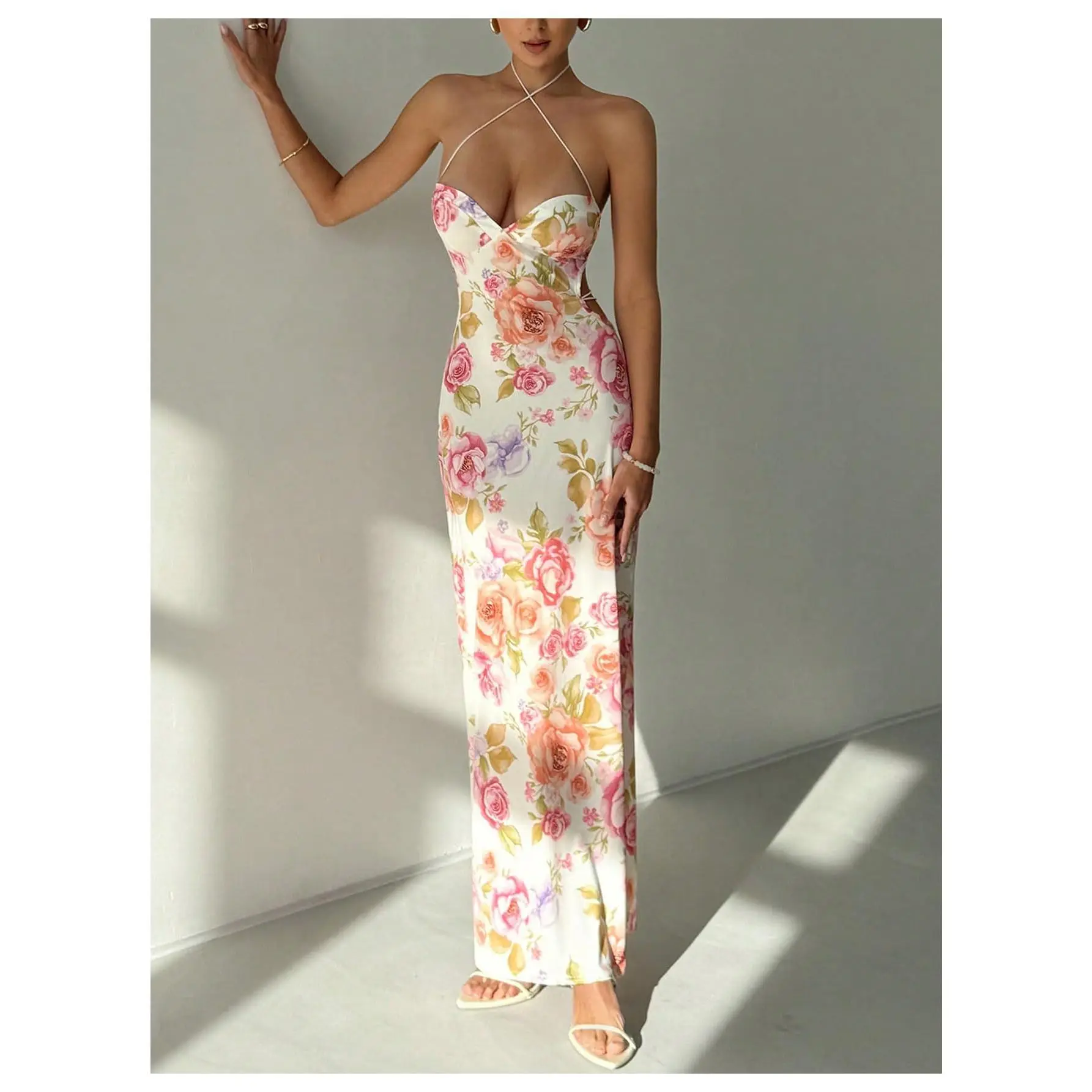 women fuschia dress Loved Up Fuschia Pink Strappy Pleated Maxi Dress With Bows  Club L London