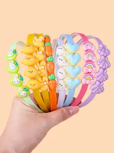8pcs/4pcs/Resin Heart Carrot Hair Hoop Set, Cute Cartoon Bowknot Girl Headband, Perfect for Parties, Outdoors, Daily Wear, Teenage Girls' Stylish Accessories