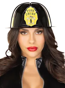 Men's Classic Lightweight Nylon Black Fire Chief Costume Hat, Party Supplies Accessory