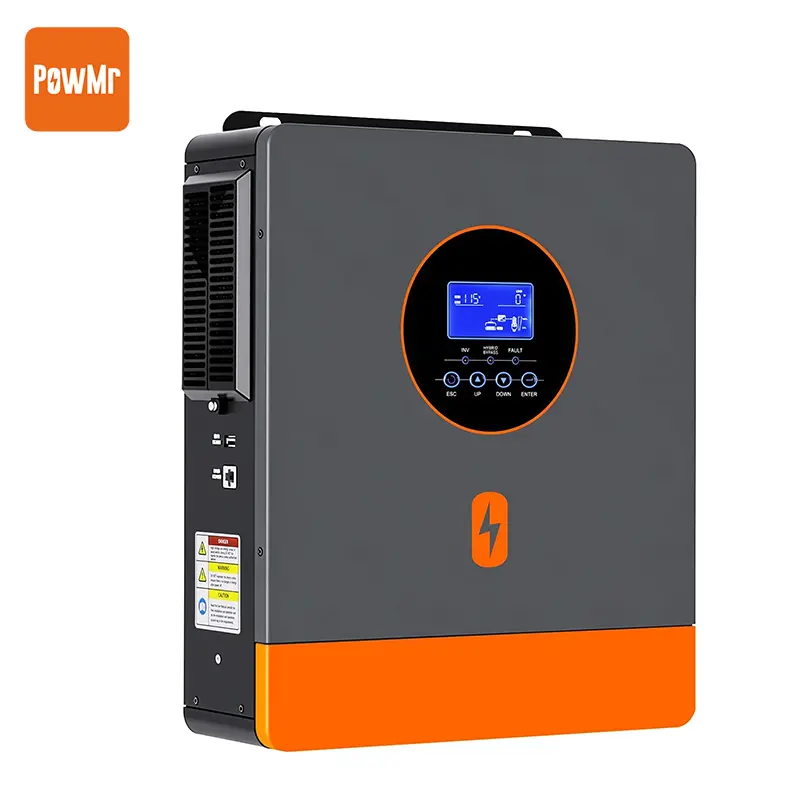 PowMr Solar Hybrid Inverter 6500W 48V to 120V/240Vac Split-Phase, Pure Sine Wave, 6500W 60Hz Hybrid Inverter Built-in 100A MPPT Controller, Max.PV Input 7.2KW, 550V, Work with 48V li-ion or Lead-acid Battery, Support Batteryless Run