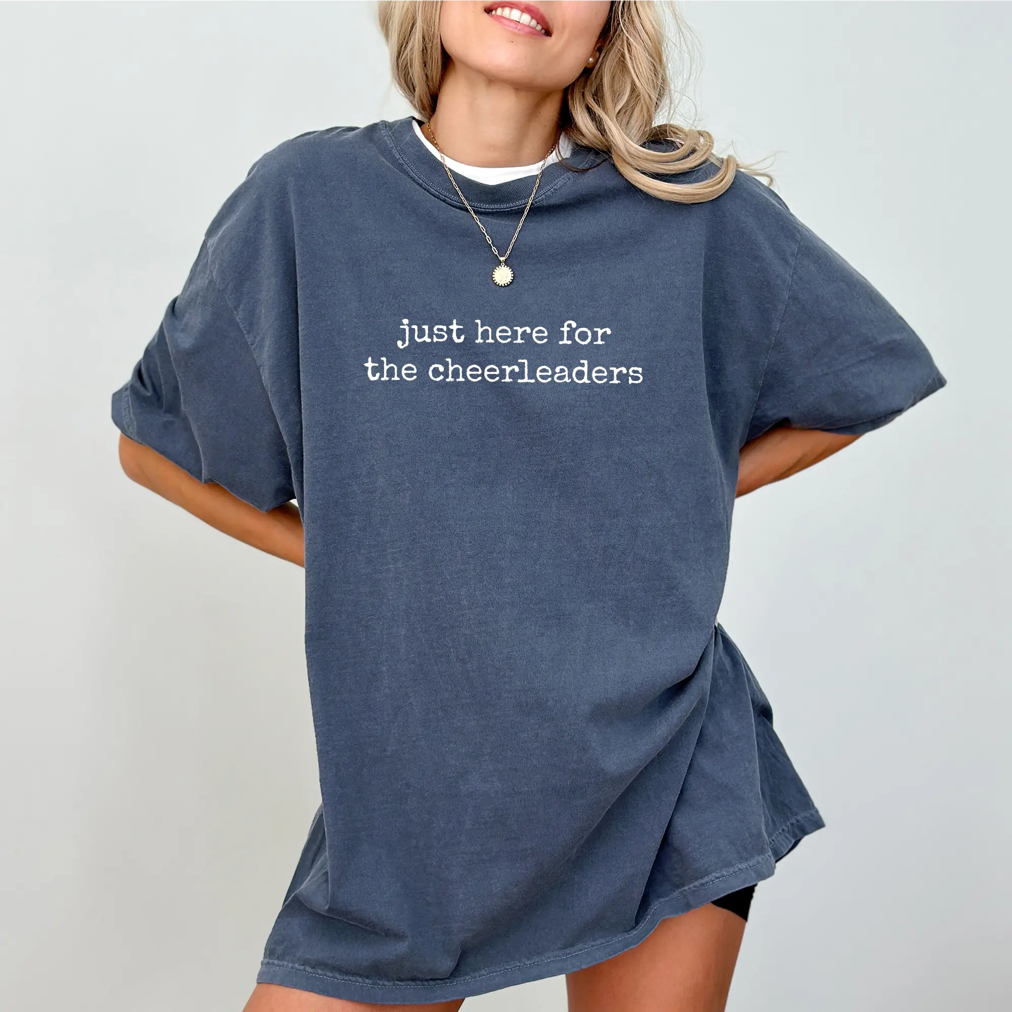 ChicCotton Just Here For The Cheerleaders Shirt, Cheerleaders Heavyweight Cotton T-shirt, Game Day Graphic Tee, Football Season Clothing, Outfits