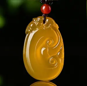 Natural Yellow Agate Guanyin Buddha Pendant | Good Luck | Safety | Love