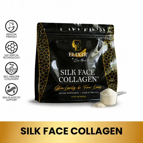 Cocó March Silk Face Collagen - Formulated for Face & Neck | Sericin-Activated Ultra Low Molecular Weight Collagen – Supports Skin Elasticity and Smooth Appearance – 14g Protein – 15.87 oz (450g) NO Taste-Dissolves Instantly