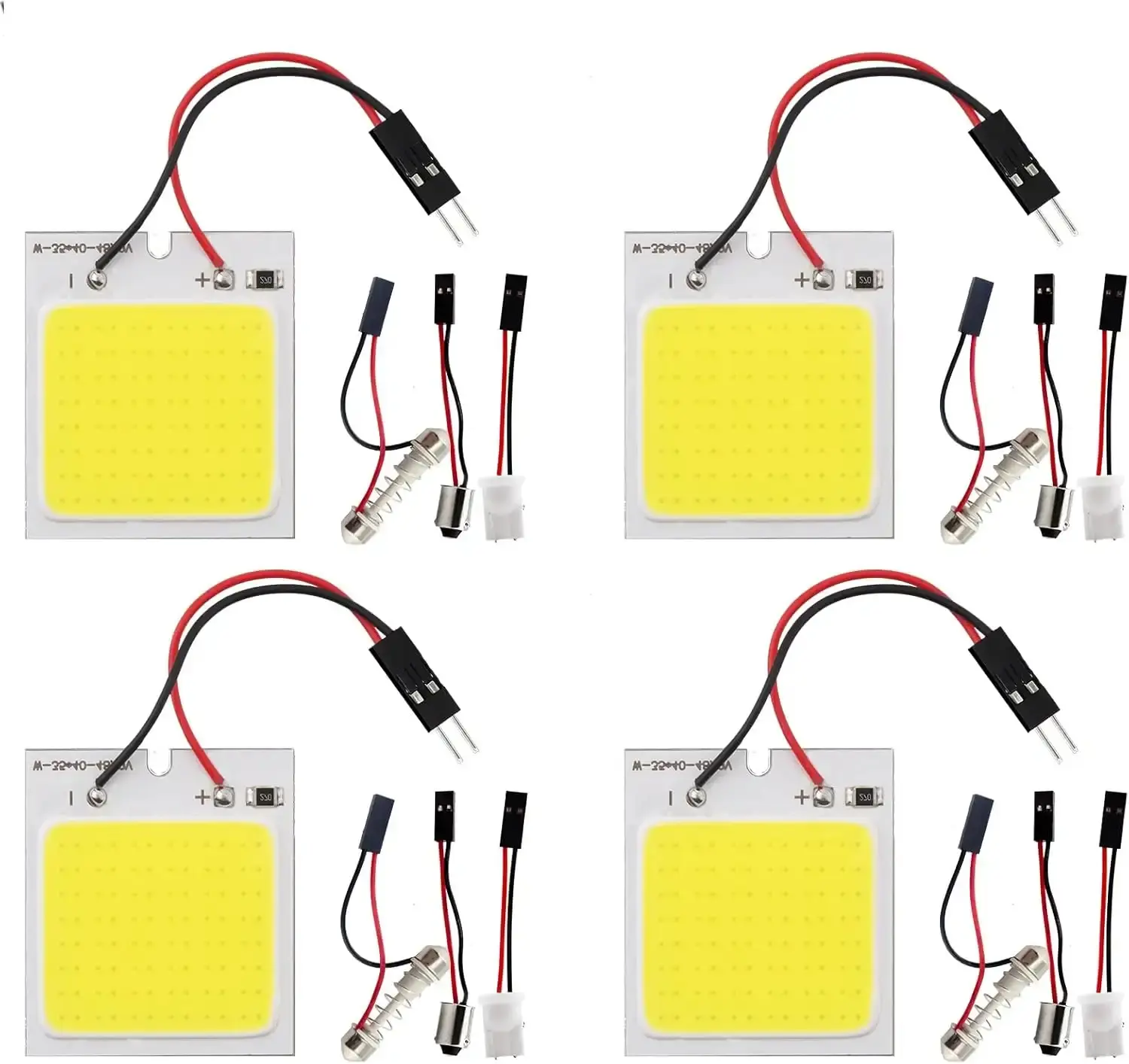 4-Pack White Led Panel Dome Light Lamp, COB 48-SMD Led Interior Car Lights Auto Dome Lights Interior with T10 /BA9S/ Festoon Adapters, DC-12V