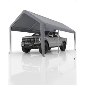 Waterproof Heavy Duty Carport Canopy, UV Resistant Multi-Use Outdoor Storage Garage Party Tent, Grey, 4x6M