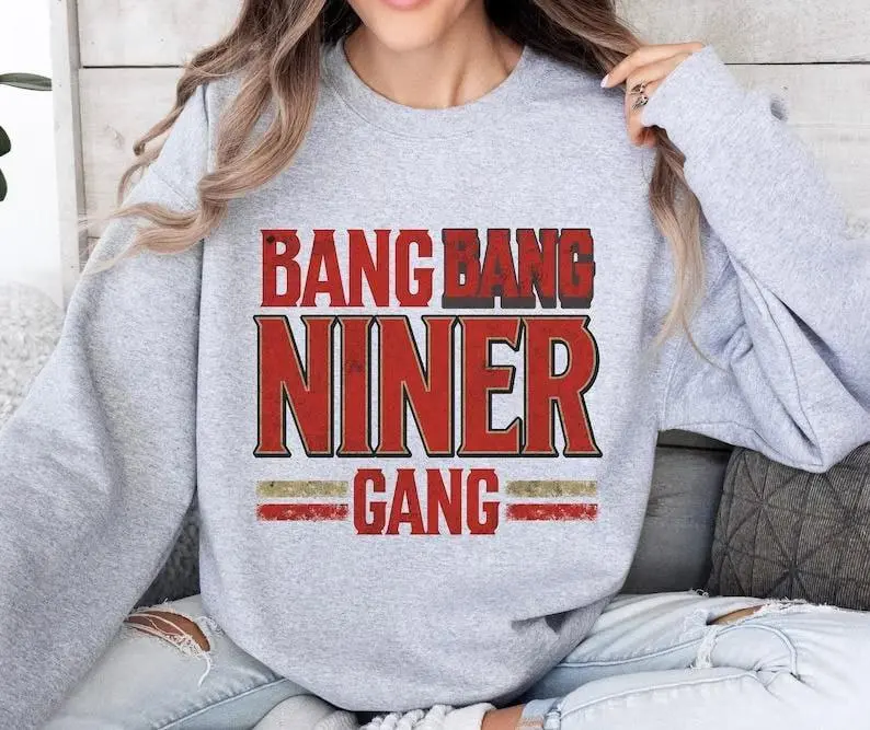 Vintage Bang Bang Niner Gang 49 Team Football Crewneck Sweatshirt