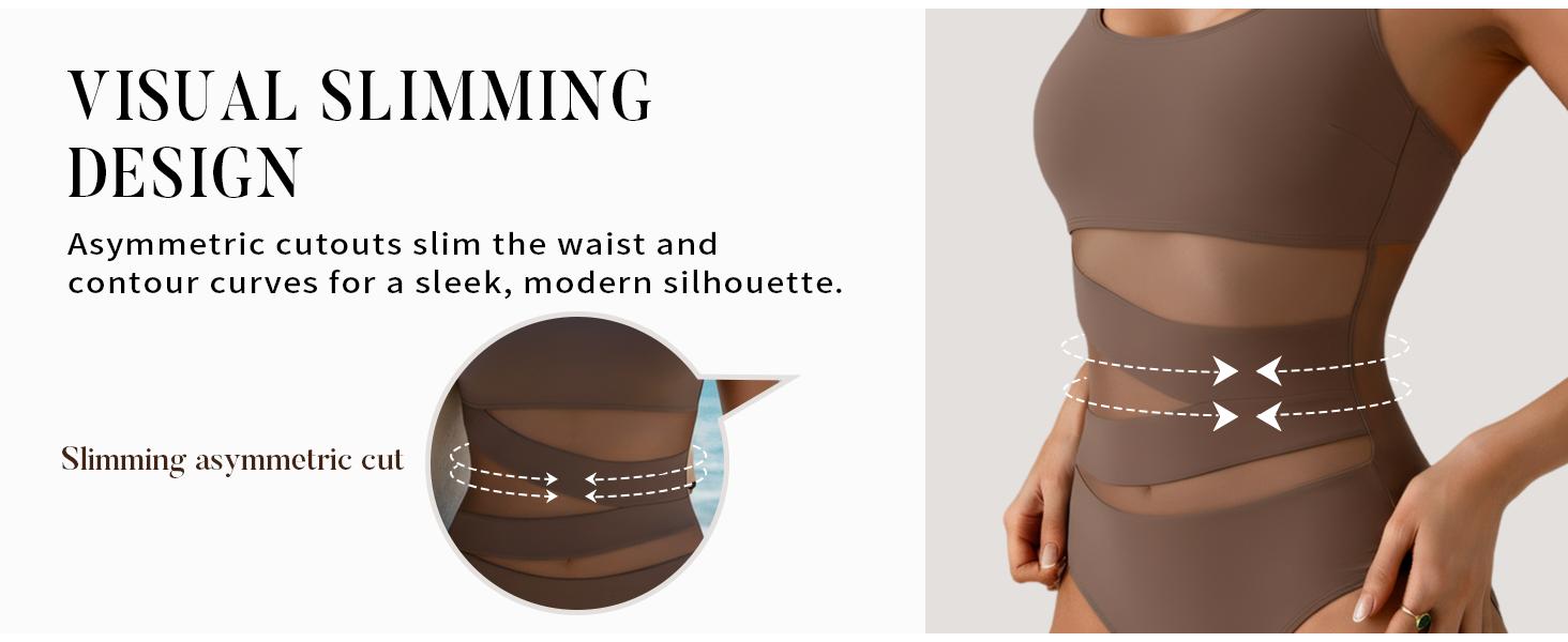 B2prity Women's Mesh One Piece Swimsuit Tummy Control Sexy Bathing Suit Push Up Swim Suit Slimming Swimwear